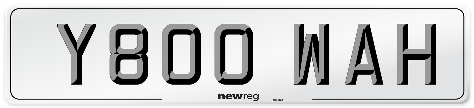 Y800 WAH Number Plate from New Reg
